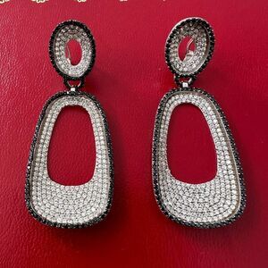 Vintage 925 Pave Set Stone Earrings
